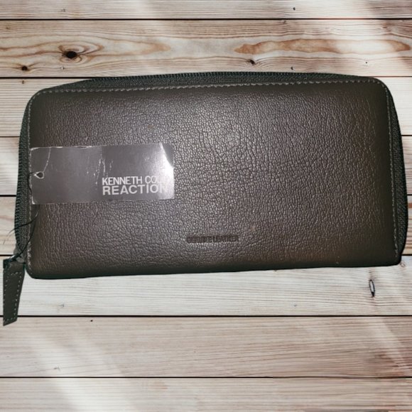 Kenneth Cole Reaction Genuine Leather Wallet - BROWN - Zippered - Picture 2 of 7